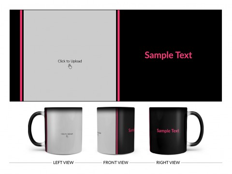 Black Background With Square Pic Upload Design On Magic Black Mug