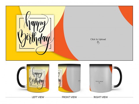 Boy Friend Birthday Orange And Yellow Waves Design On Magic Black Mug