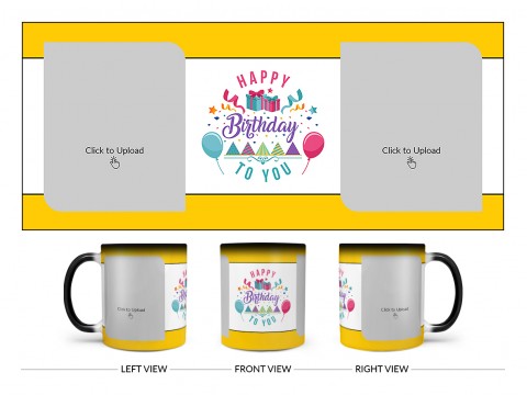 Daughter Birthday With Yellow Borders Design On Magic Black Mug