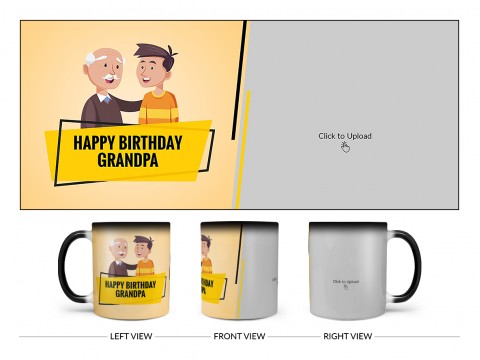 Happy Birthday To You Grandpa Design On Magic Black Mug