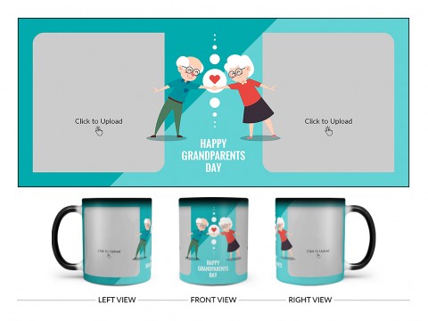 Grandparents Day With 2 Pic Upload Design On Magic Black Mug