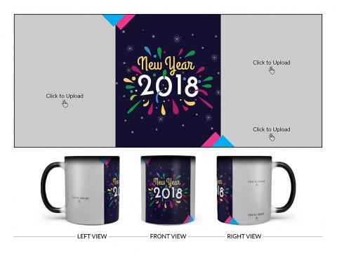 Happy New Year 2018 Design On Magic Black Mug