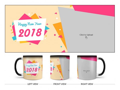 Happy New Year 2018 Design On Magic Black Mug