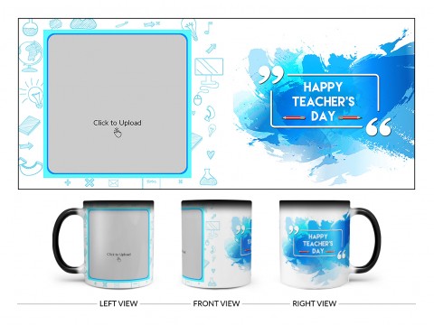 Happy Teacher's Day Design On Magic Black Mug