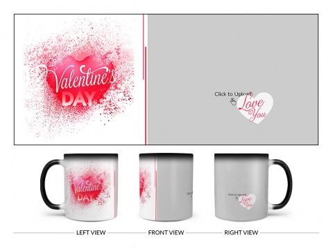 Happy Valentine's Day Design On Magic Black Mug