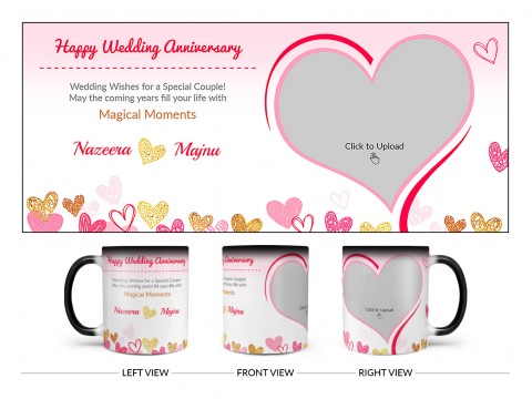 Happy Wedding Anniversary Design On Magic Black Mug