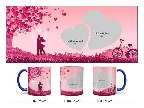 Young Couple In Love World Design On Dual Tone Blue Mug