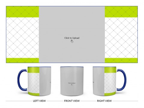 Green borders With Dotted Line Background Design On Dual Tone Blue Mug