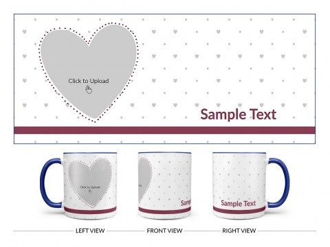 Love Symbol & Dotted Pattern Background Design On Dual Tone Blue Mug