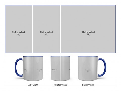 3 Pic Upload Design For Any Occasions & Event Design On Dual Tone Blue Mug