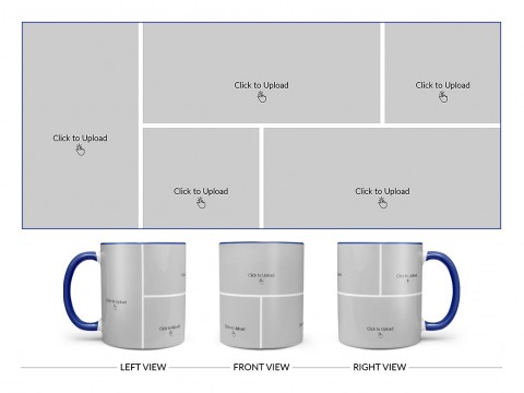5 Pic Upload Design For Any Occasions & Event Design On Dual Tone Blue Mug