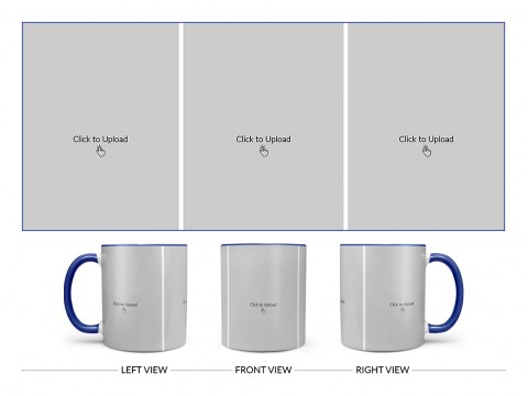 3 Equal Pic Upload Design For Any Occasions & Event Design On Dual Tone Blue Mug