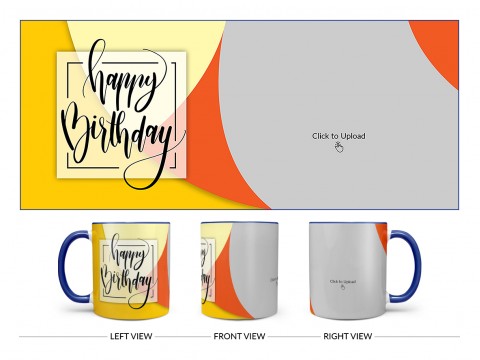 Boy Friend Birthday Orange And Yellow Waves Design On Dual Tone Blue Mug