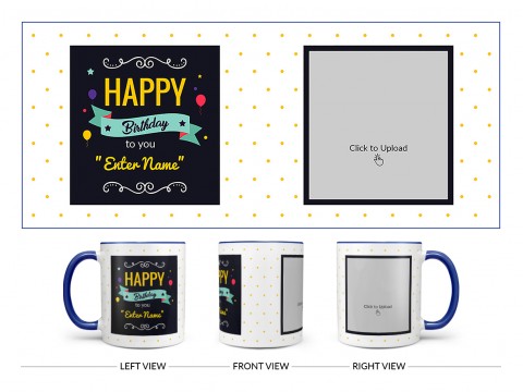 Boy Friend Birthday Yellow Dots Background Design On Dual Tone Blue Mug
