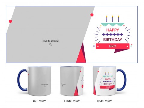 Brother's Birthday With White Background Design On Dual Tone Blue Mug
