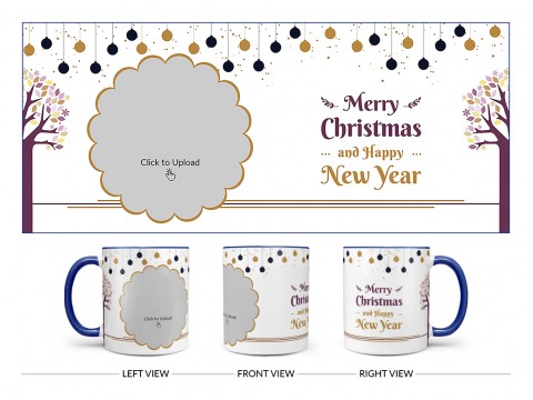 Merry Christmas And Happy New Year Design On Dual Tone Blue Mug
