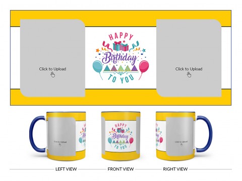 Daughter Birthday With Yellow Borders Design On Dual Tone Blue Mug