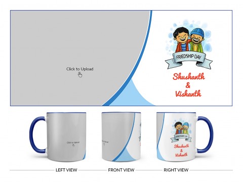 Friendship Day Design On Dual Tone Blue Mug