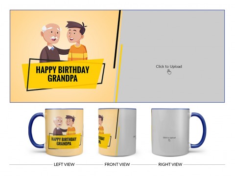 Happy Birthday To You Grandpa Design On Dual Tone Blue Mug