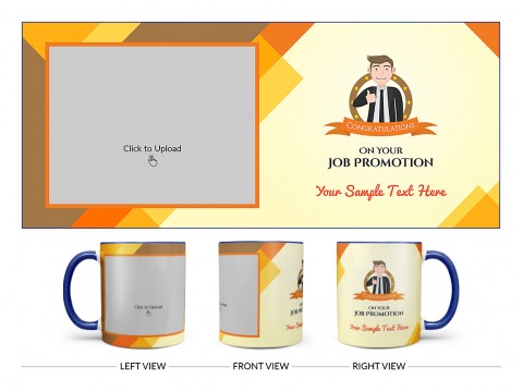 Congratulations For Your Job Promotion Design On Dual Tone Blue Mug