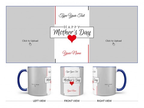 Happy Mother’s Day With 2 Pic Upload Design On Dual Tone Blue Mug