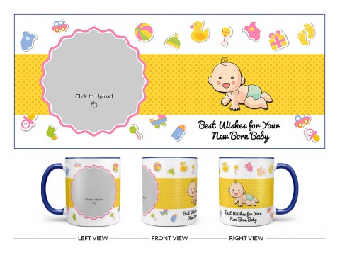 Best Wishes For Your New Born Baby Design On Dual Tone Blue Mug