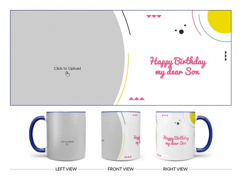 Happy Birthday My Dear Sister Design On Dual Tone Blue Mug