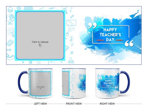 Happy Teacher's Day Design On Dual Tone Blue Mug