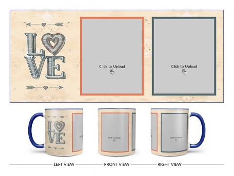 Vintage Background With Love Text Design On Dual Tone Blue Mug