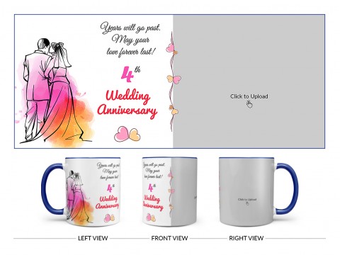 Wedding Anniversary Design On Dual Tone Blue Mug