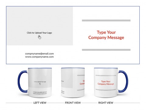 Company Mug With Custom Message Design On Dual Tone Blue Mug