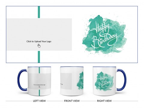 Corporate Mug With Birthday Message Design On Dual Tone Blue Mug