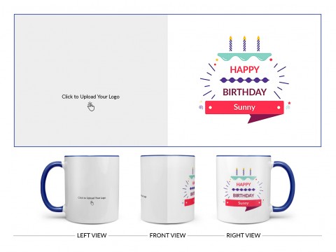 Company Mug With Birthday Message Design On Dual Tone Blue Mug