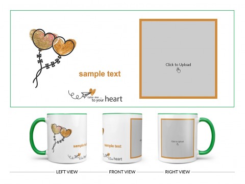 Take Me To Your Heart Quote Design On Dual Tone Green Mug