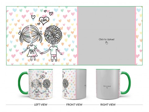 Young Couple Starting Journey For Love / Life Design On Dual Tone Green Mug
