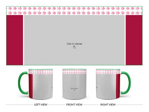 Floral Pattern Top border Design On Dual Tone Green Mug