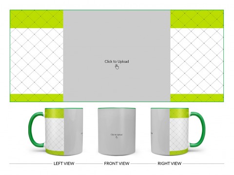 Green borders With Dotted Line Background Design On Dual Tone Green Mug