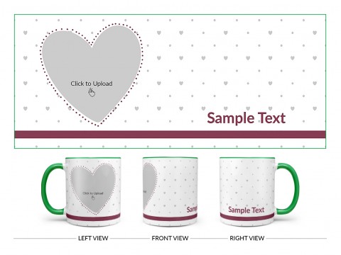 Love Symbol & Dotted Pattern Background Design On Dual Tone Green Mug
