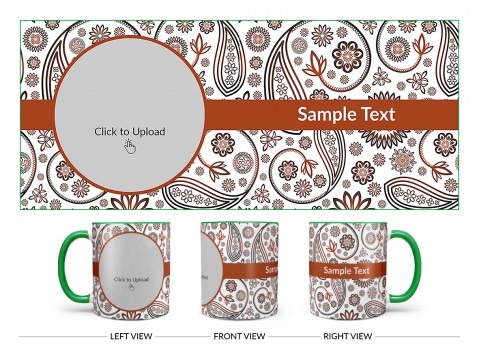 Floral Design Background Design On Dual Tone Green Mug