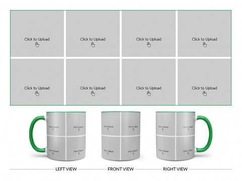8 Pic Upload Design For Any Occasions & Event Design On Dual Tone Green Mug