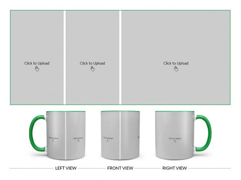 3 Pic Upload Design For Any Occasions & Event Design On Dual Tone Green Mug