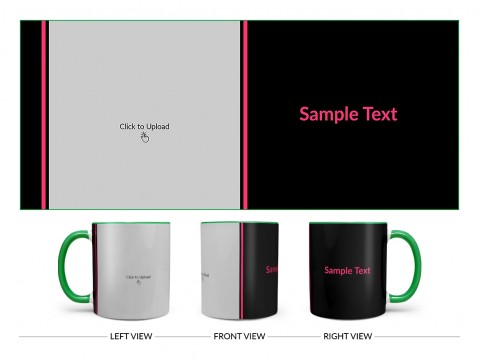 Black Background With Square Pic Upload Design On Dual Tone Green Mug