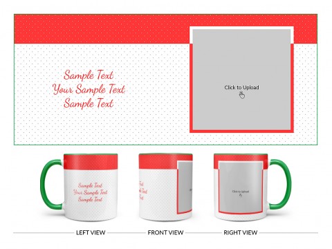 Dotted Pattern Background With Red border Design On Dual Tone Green Mug
