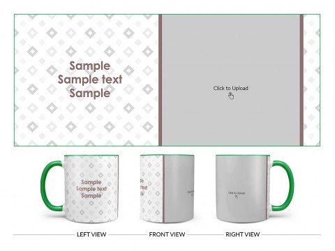 Tilted Square Pattern Background Design On Dual Tone Green Mug