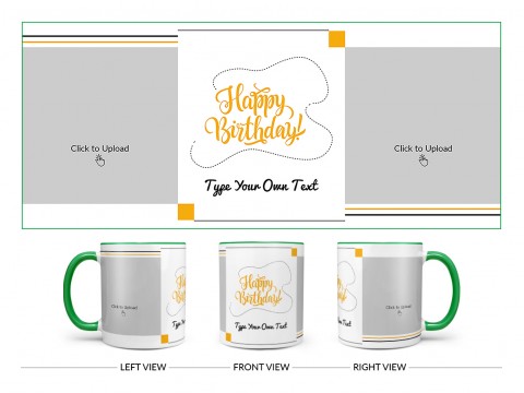 Boy Friend Birthday With 2 Square Pic Upload Design On Dual Tone Green Mug