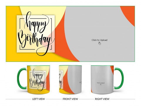 Boy Friend Birthday Orange And Yellow Waves Design On Dual Tone Green Mug