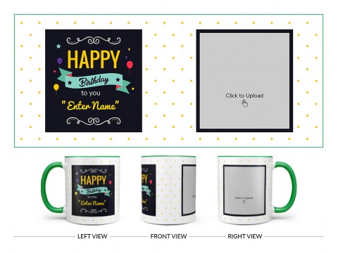 Boy Friend Birthday Yellow Dots Background Design On Dual Tone Green Mug