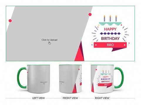 Brother's Birthday With White Background Design On Dual Tone Green Mug