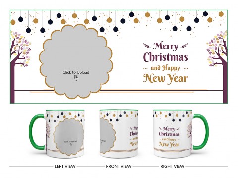 Merry Christmas And Happy New Year Design On Dual Tone Green Mug