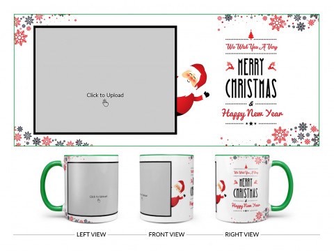 We Wish You A Very Merry Christmas Design On Dual Tone Green Mug